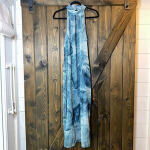 La Perla Watercolor Halter Sheer Maxi Dress